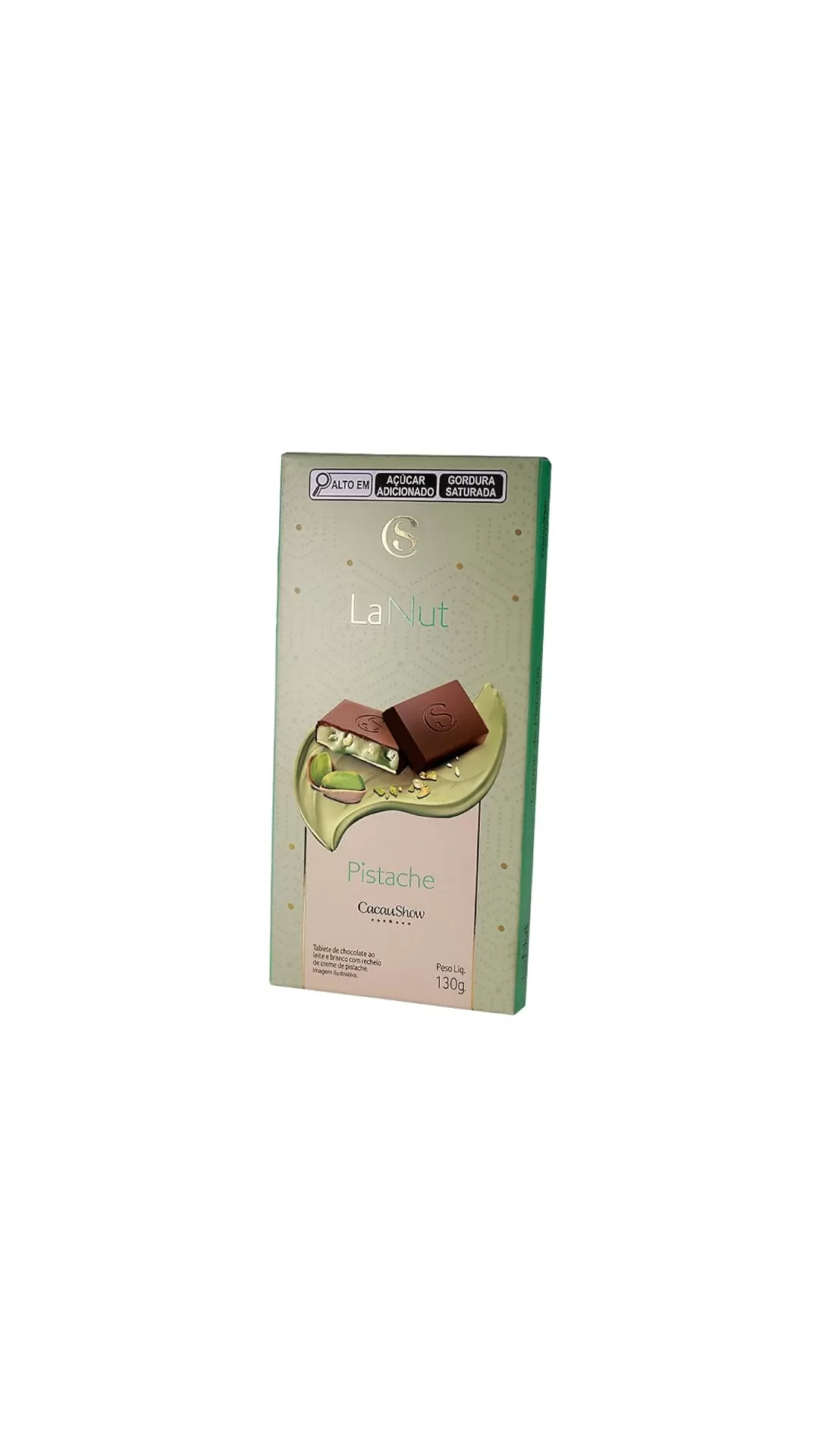 Tablete Lanut Pistache 130g Barra De Chocolate Cacau Show