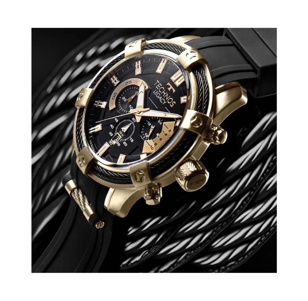 Relógio Technos Masculino Analógico Preto/Dourado