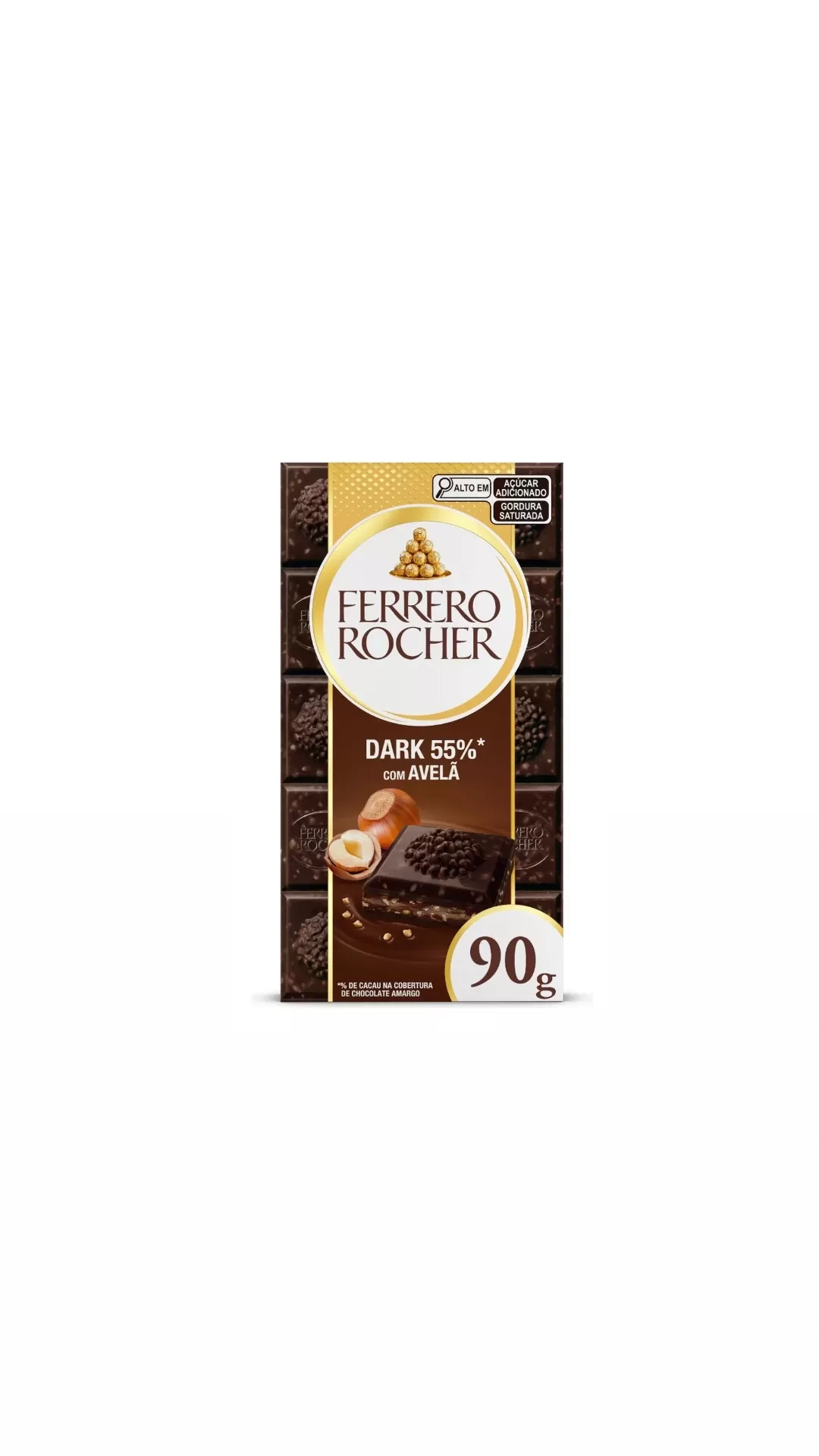 Chocolate Barra Ferrero Rocher ao Leite Avelã Importado 90g