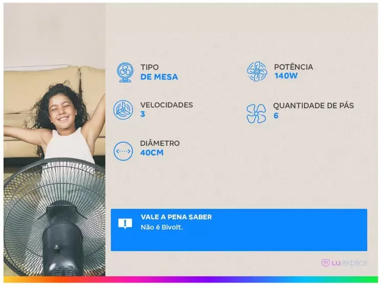 Ventilador Mondial Super Power 40cm 6 Pas 3 Velocidades 140W